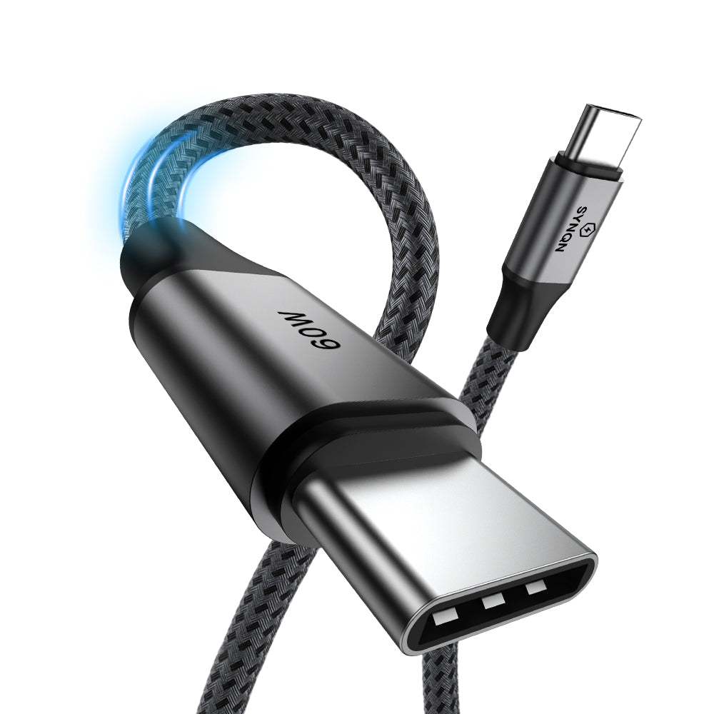 SYNQN USB-C Braided Cable — 60W Charge | USB2.0 | 1M | Space Gray